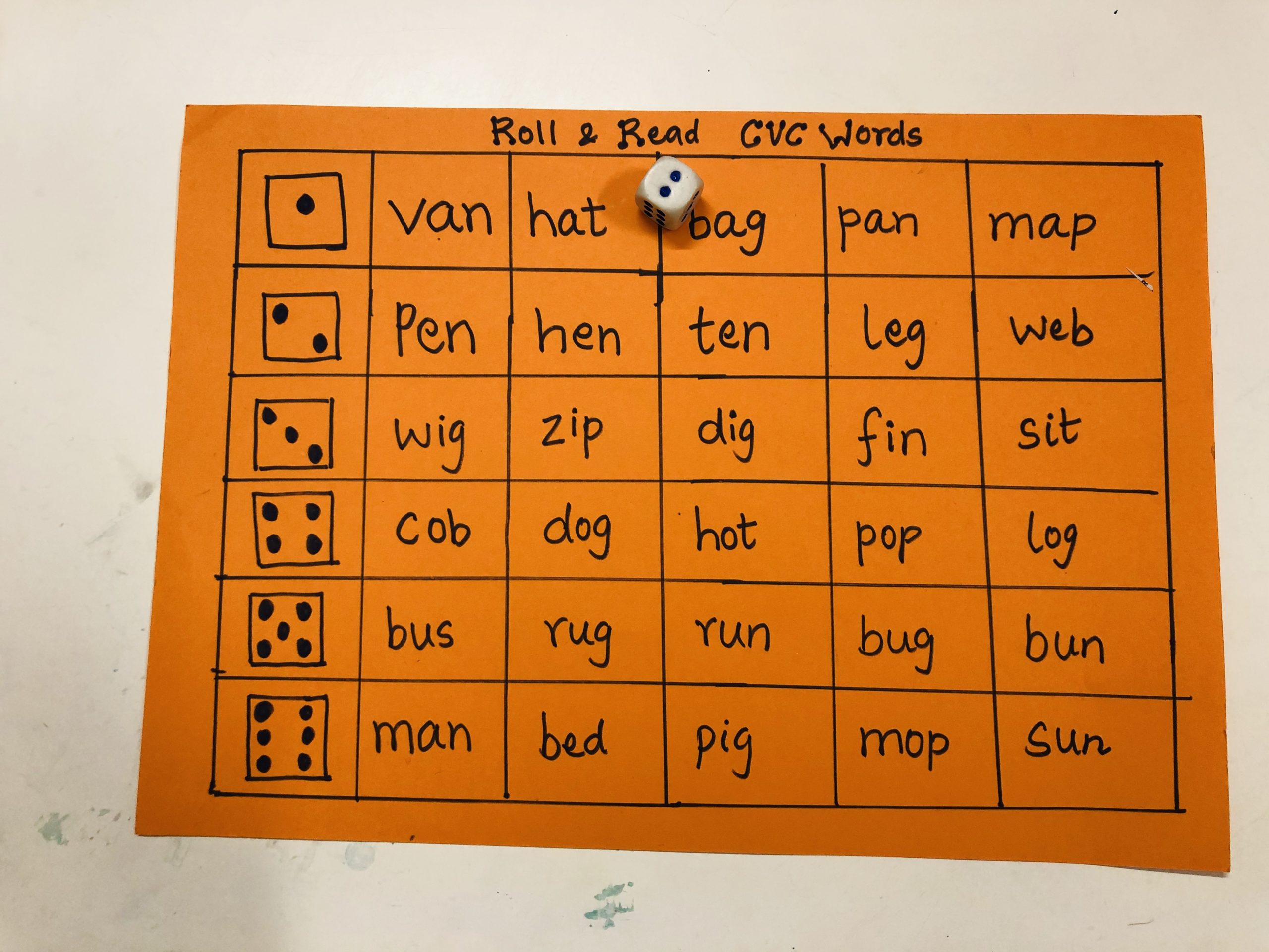 DIY Roll And Read CVC Word Chart Activities For Preschoolers Go Mommy